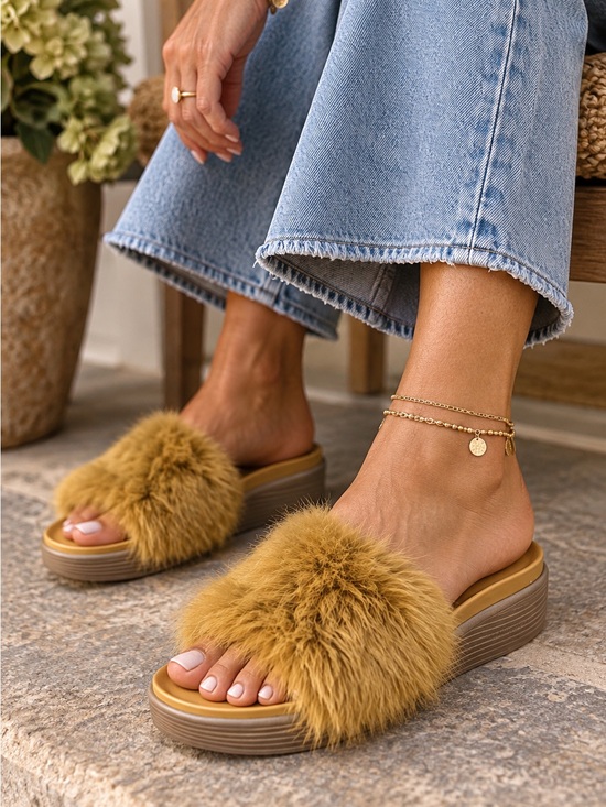 Donald J. Pliner Shoes - Donald J. Pliner Women's gold  Furfi Slide Sandals 7.5 M